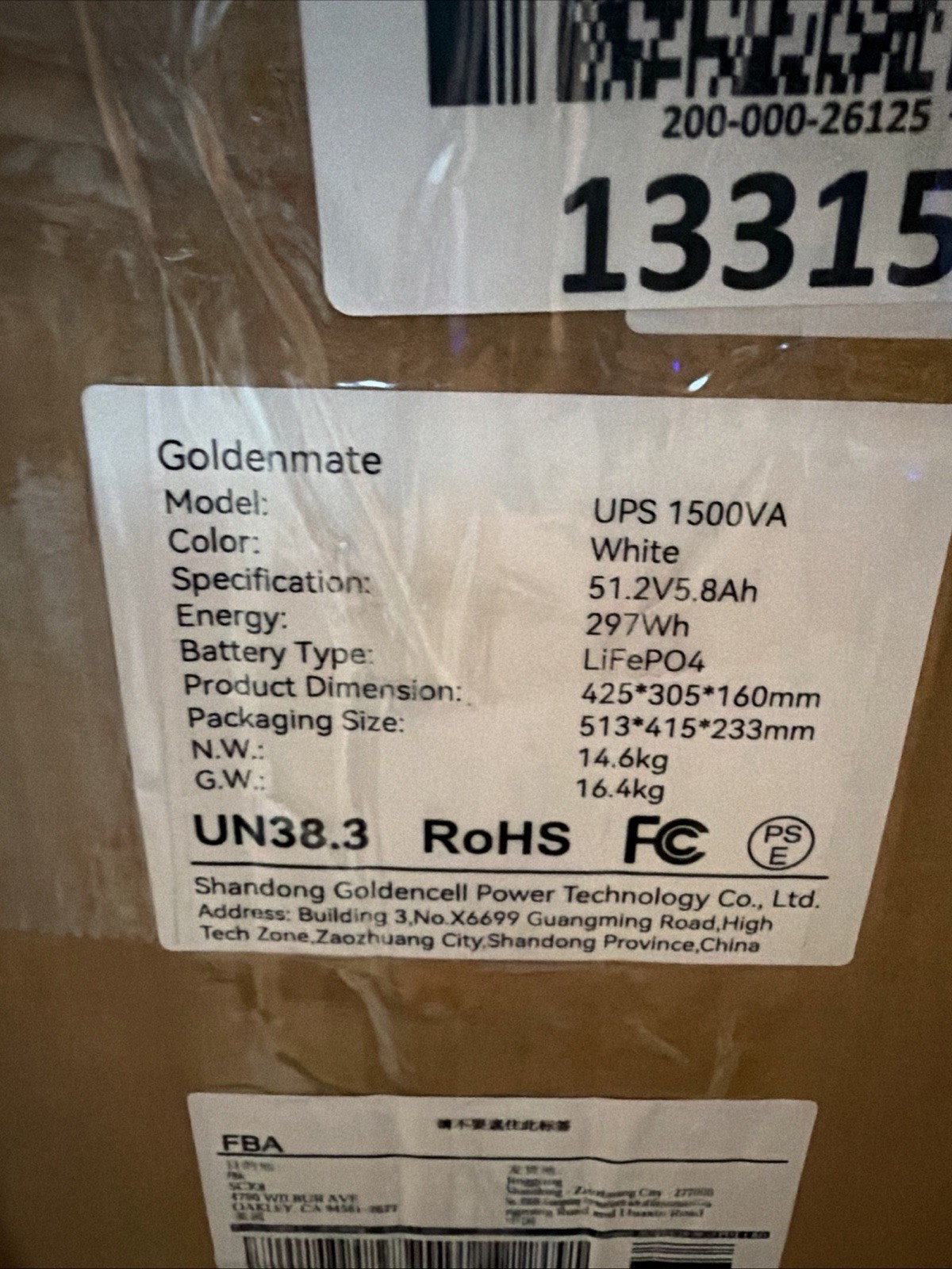 Goldenmate 1500VA 1000W Pure Sine Wave UPS Backup Power Supply New, Box Damage