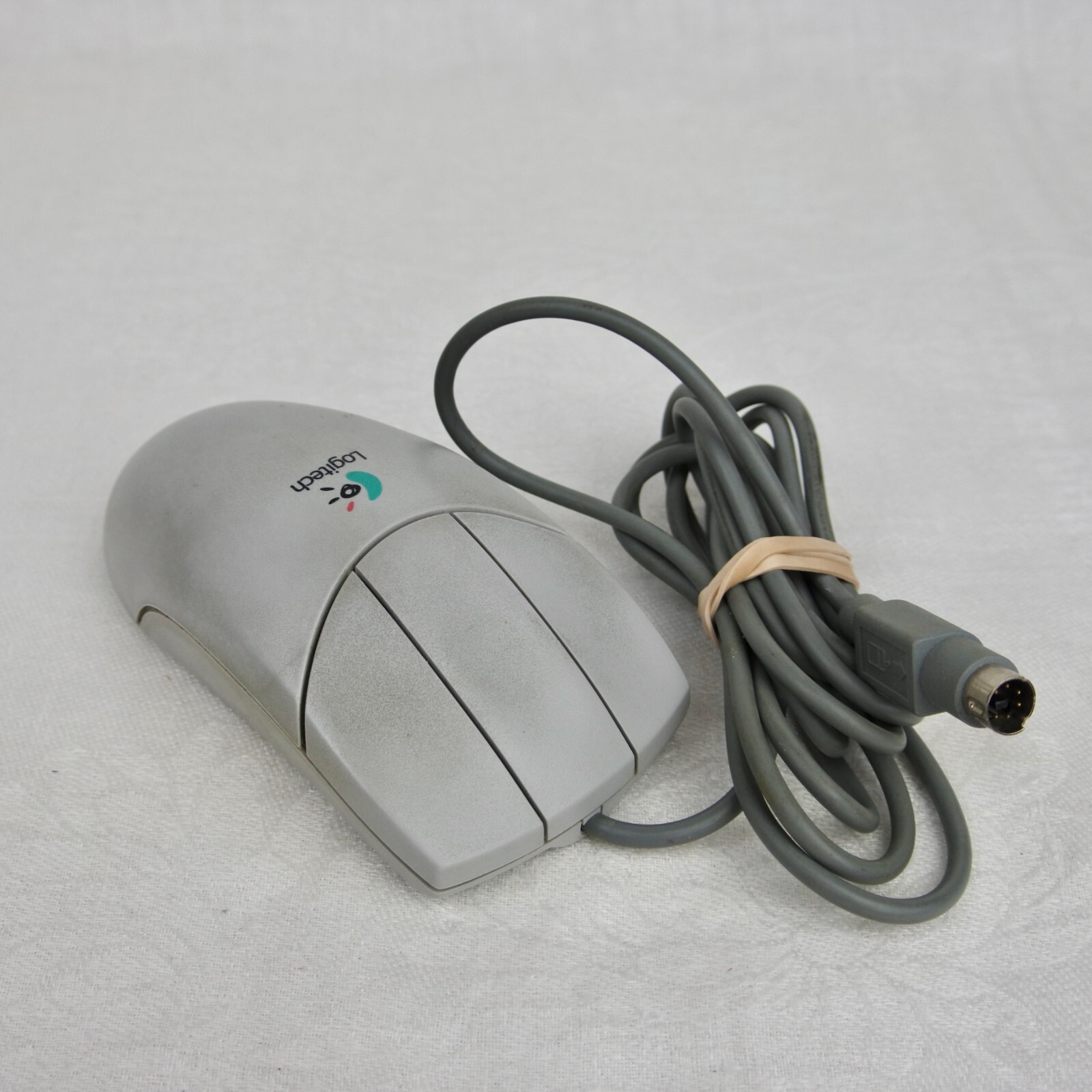 Vintage Logitech 3 Button Mouse Model M-S43 with Wired PS2 Connector 