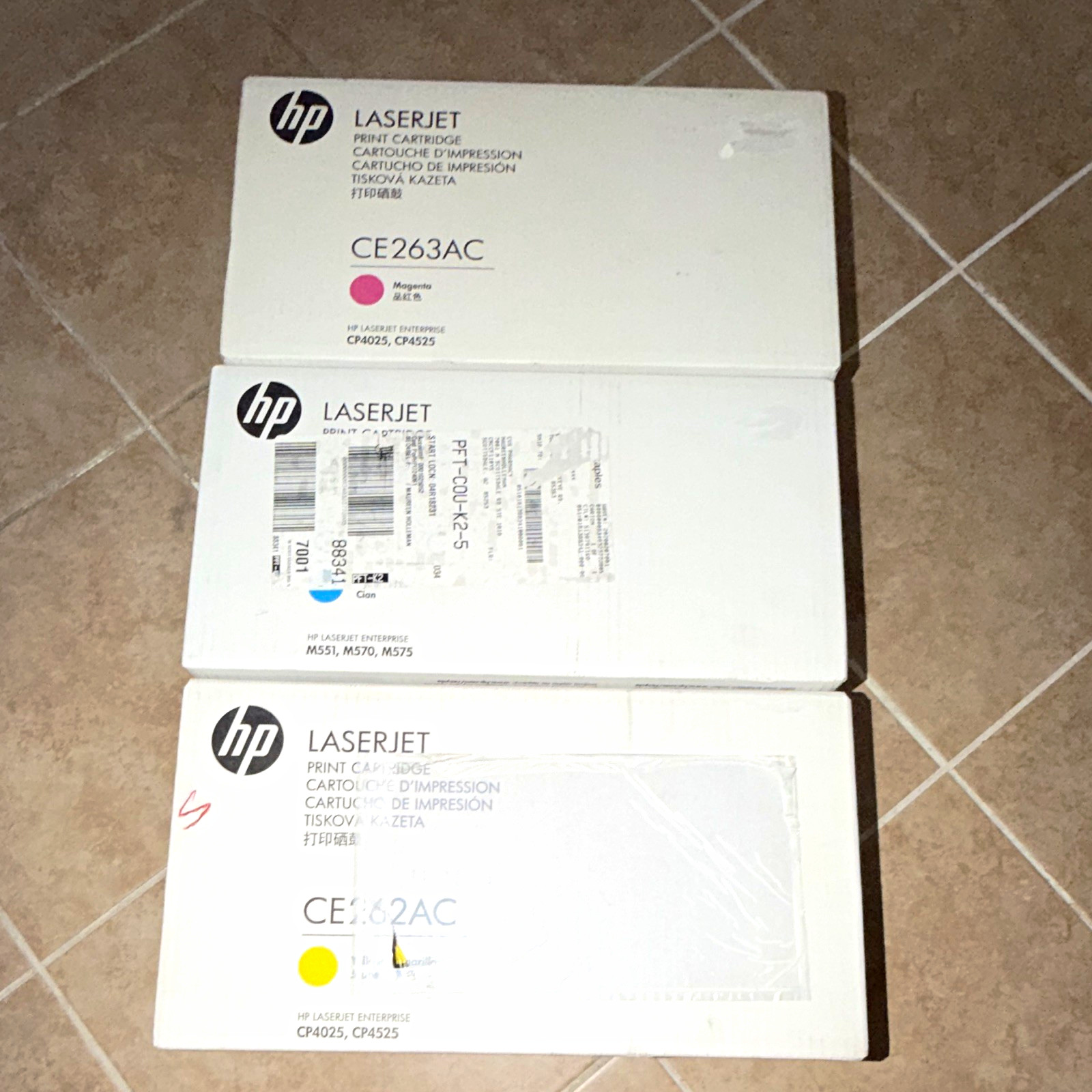 HP Genuine Laser Toner CE263AC/CE262AC Magenta Cyan Yellow CP4025 M551