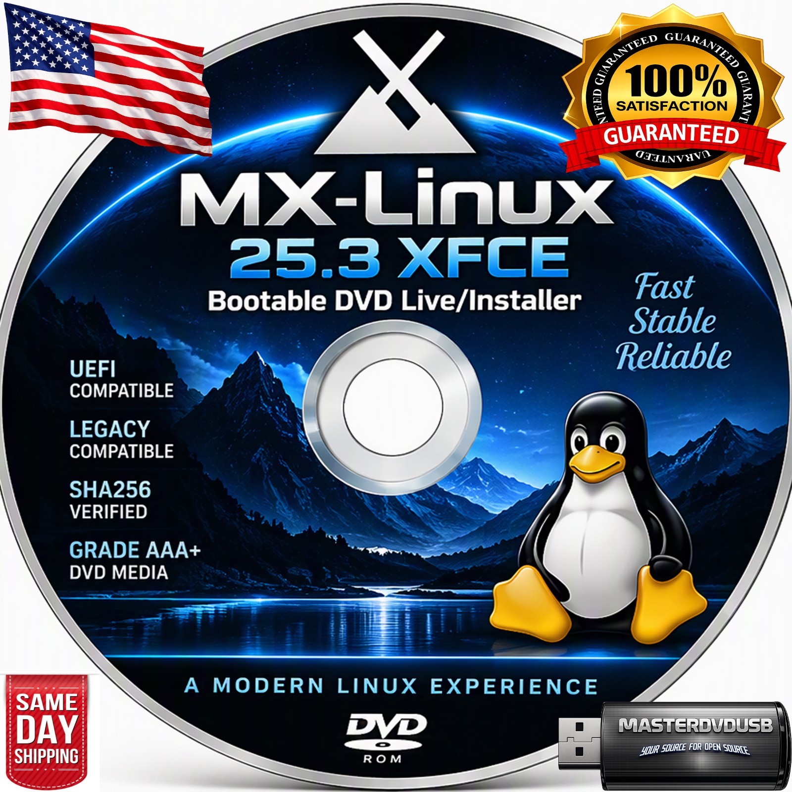 MX-Linux 25.3 XFCE Bootable DVD Live/Installer | 64-Bit | UEFI/Legacy | SHA256