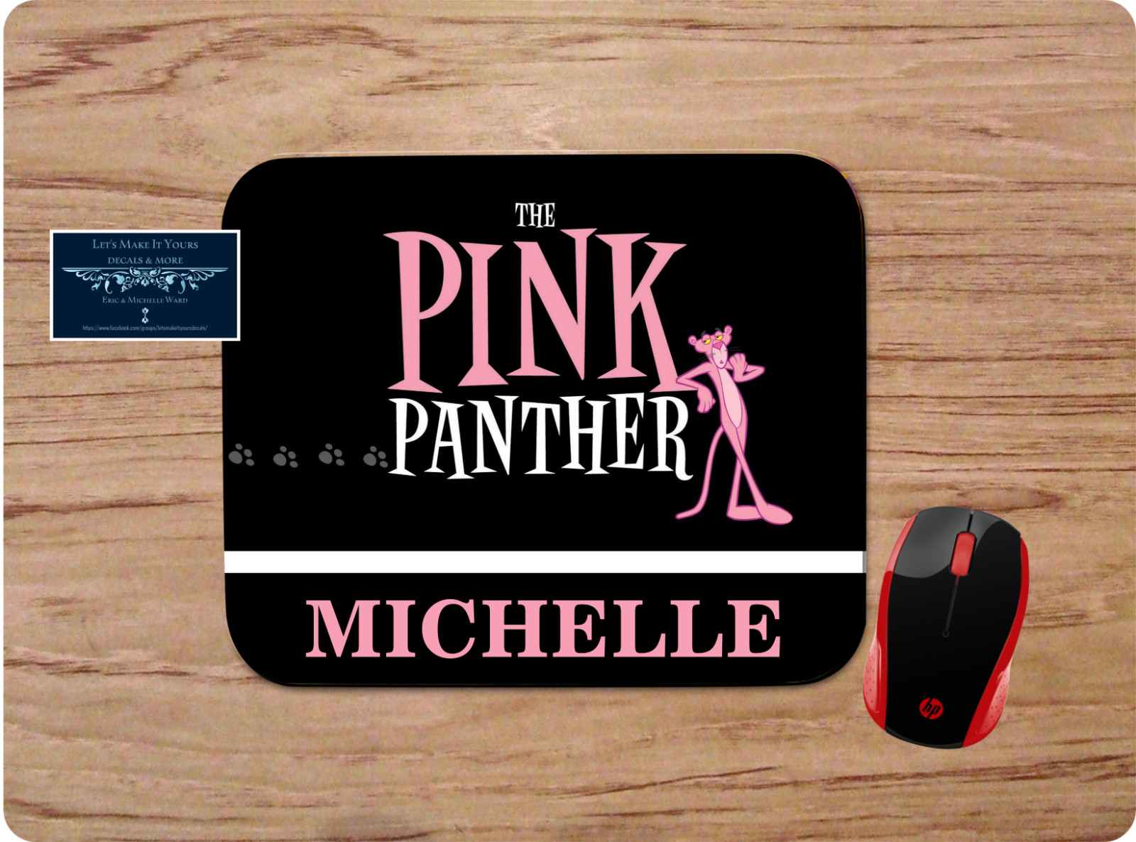 THE PINK PANTHER W/ YOUR NAME CUSTOM MOUSE PAD DESK MAT HOME SCHOOL WORK GIFT