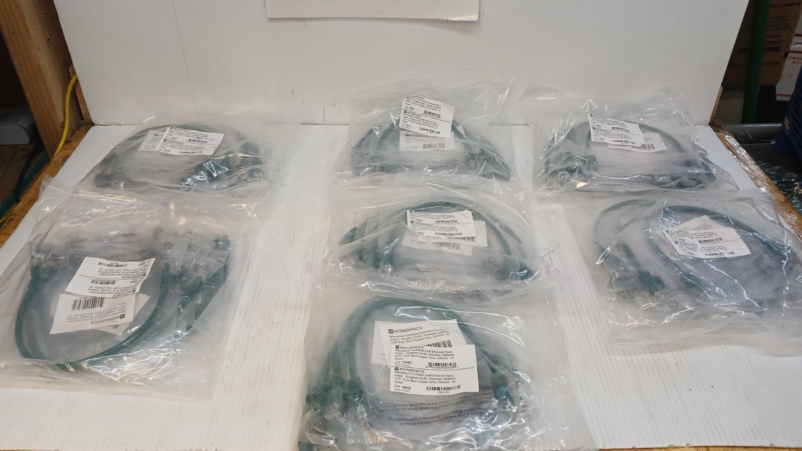 Lot of 70  SEALED 1ft Green(9846) MonoPrice FLEXboot Cat 6 Ethernet Patch Cables