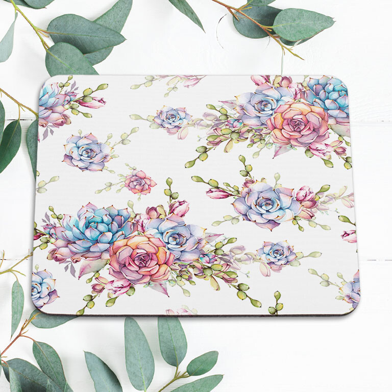 Floral Succulent Cactus Flower Mouse Pad Mat Office Desk Table Accessory Gift