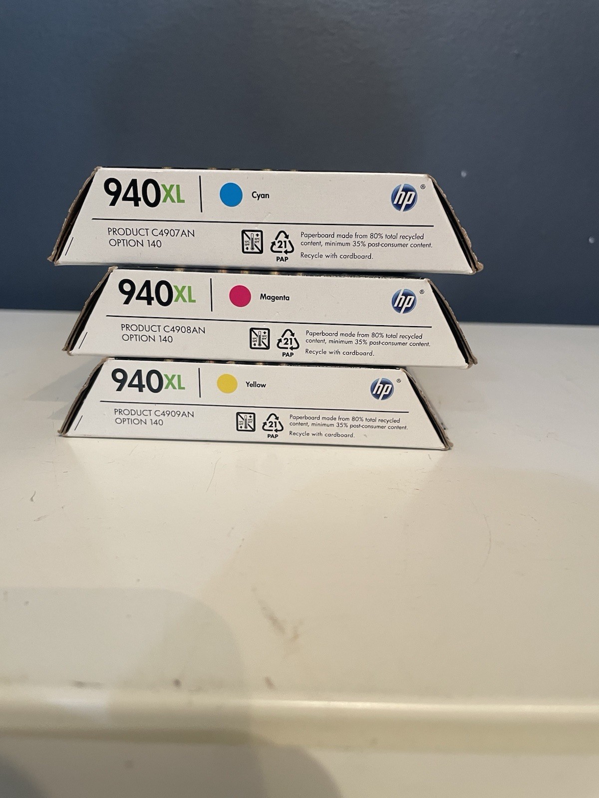 HP 940XL Ink Cartridges Set Cyan Magenta Yellow OEM XL (C4907AN C4908AN C4909AN)