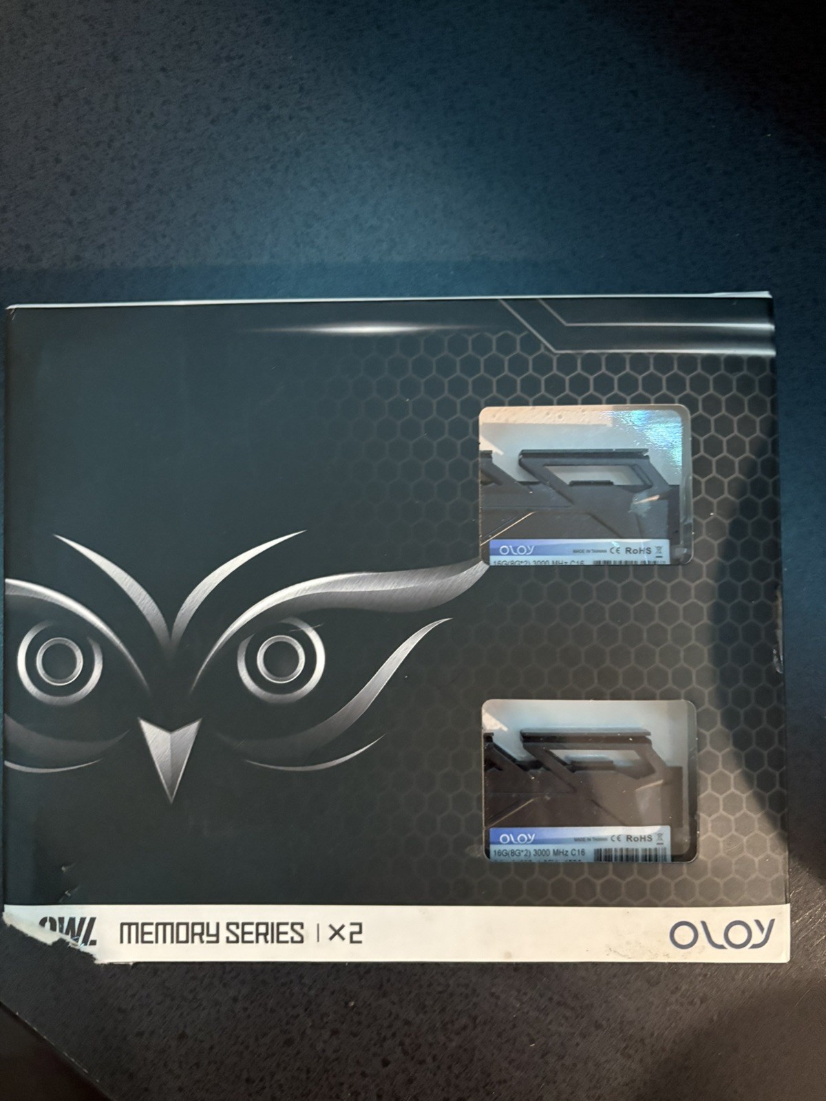 OLOy DDR4M RAM memory modules, TWO 8GB sticks, BLACK OWL SERIES. 3200 MHz