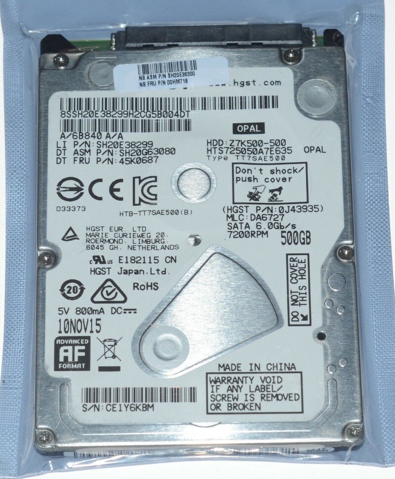 HTS725050A7E635 Hitachi Z7K500 500GB 7.2K RPM 6Gb/s 2.5" SATA LAPTOP Hard Drive
