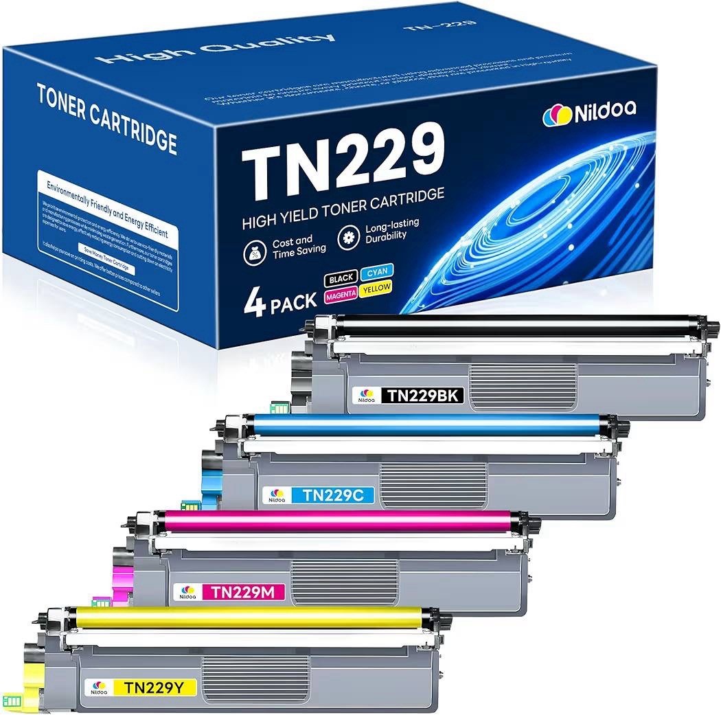 Nildoa TN229 High Yield Toner Cartridge 4-Pack for Brother HL Series