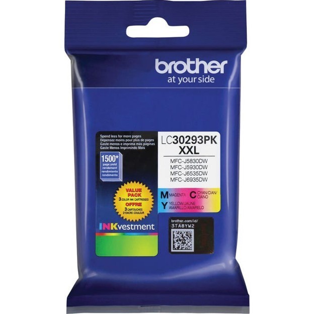 Genuine Brother LC30293PK XXL Cyan Magenta Yellow Ink Cartridges - EXP 12/2027