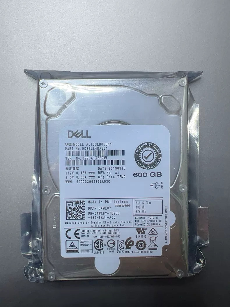 04WX8Y Dell 600GB SAS 2.5 10K 12G 4WX8Y AL15SEB060NY SAS 1000rpm Hard Drive