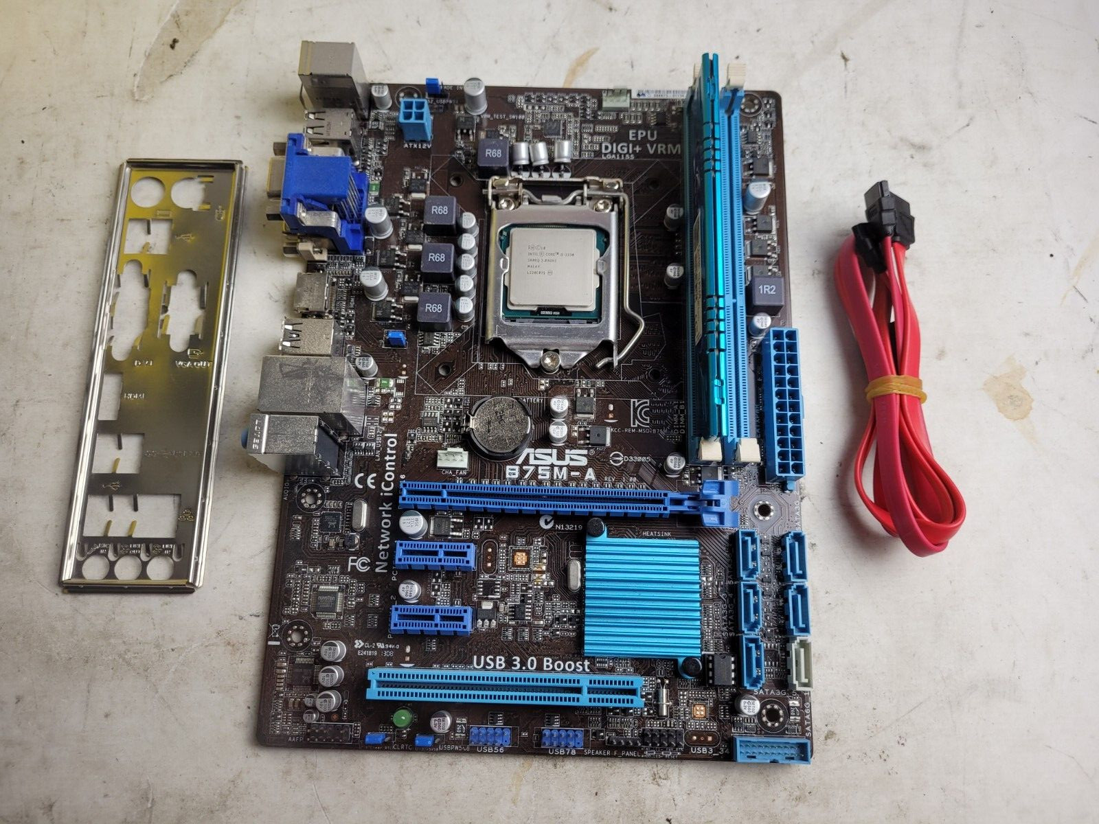 ASUS B75M-A Motherboard w/i5-3330@3.0, 4GB RAM, IO Shield for Parts *READ #2187