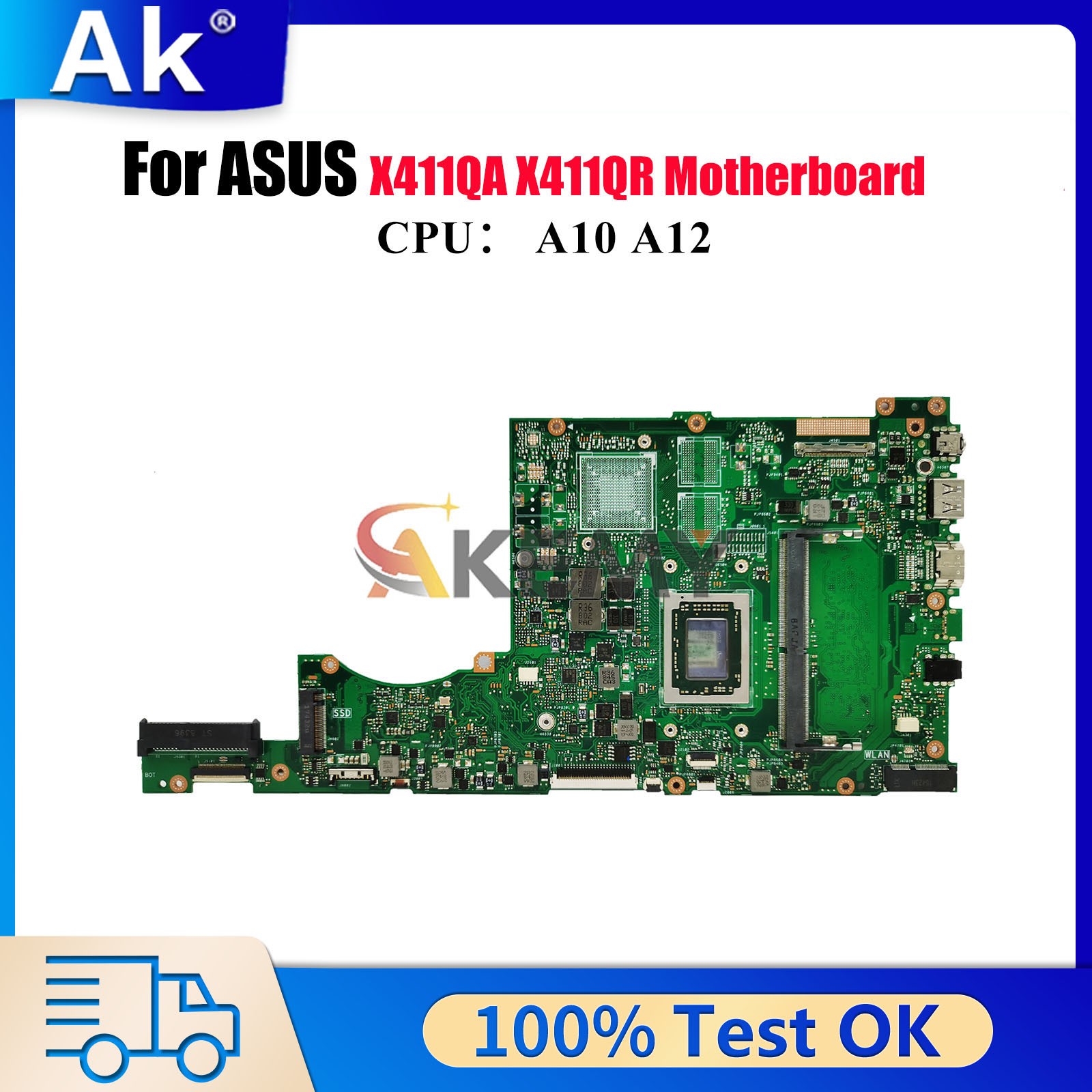 X411QA Laptop Motherboard For ASUS S4200U S4000V X411QR Mainboard W/ CPU