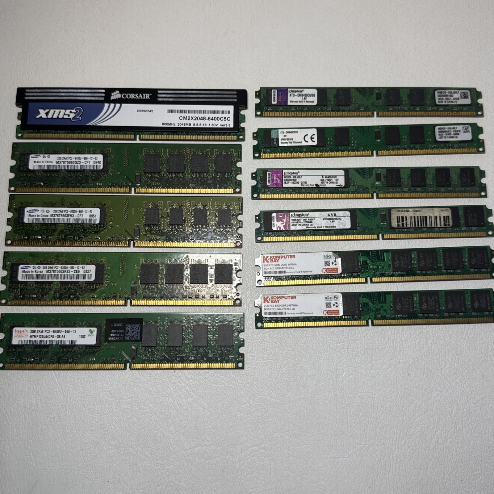 Mixed Brand LOT DDR2 SDRAM DIMM (11 x 2GB) PC2 240-Pin Desktop Unbuffered