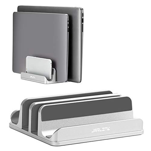4-in-1 Adjustable Vertical Laptop Stand, Aluminum Holder Silver