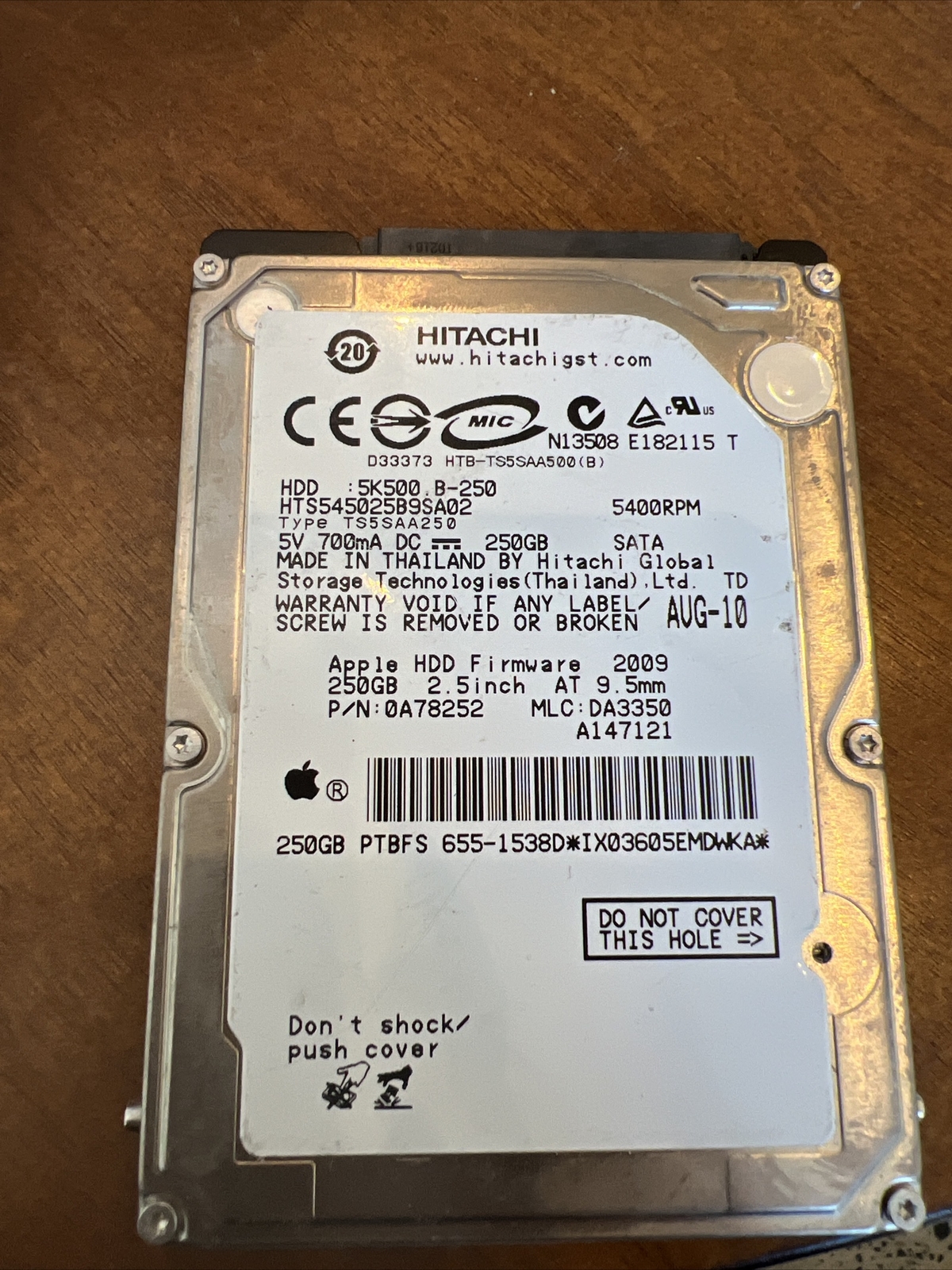 OEM Apple Hitachi HTS545050B9SA02 655-1540E 500GB 2.5" SATA Laptop Hard Drive