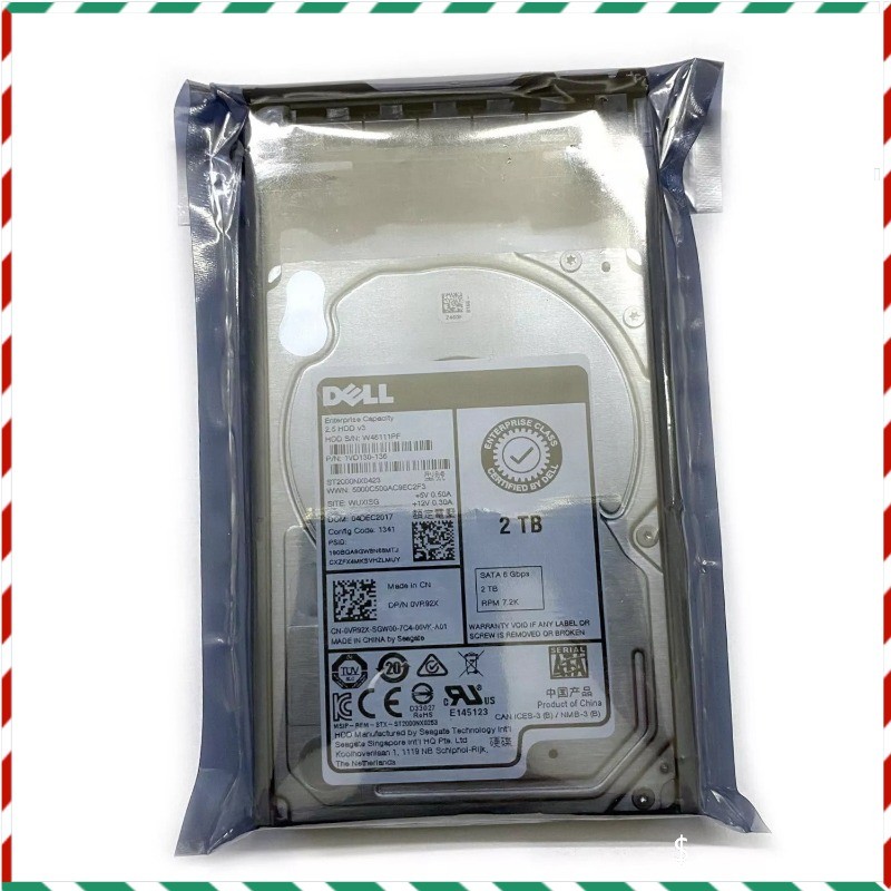 Dell 2TB 0VR92X 2.5" 6Gb/s 7.2k SATA VR92X ST2000NX0423 HDD with Tray Caddy New