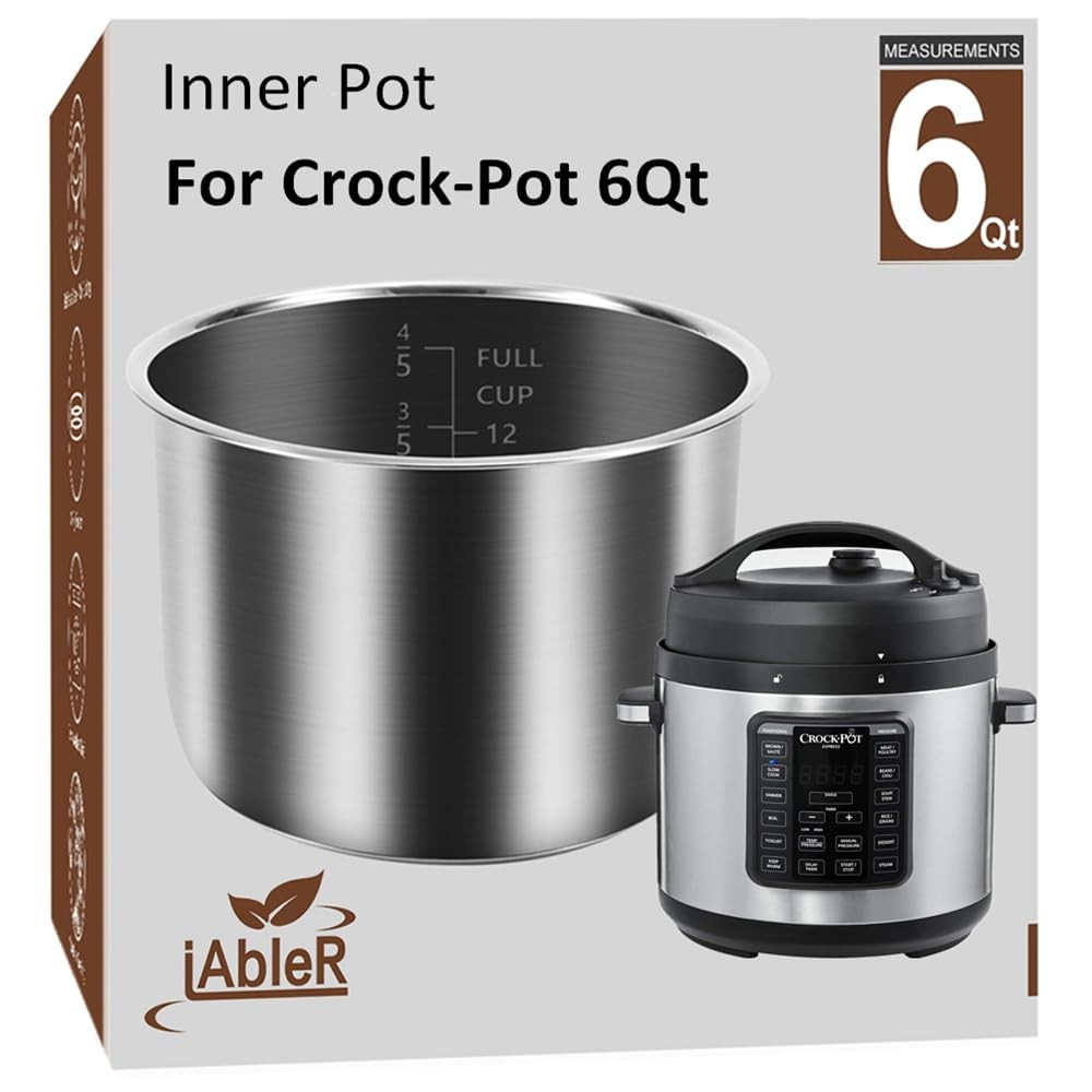 Inner Pot for Crock Pot 6 Quart - Stainless Steel Replacement Pot for Crock-P...