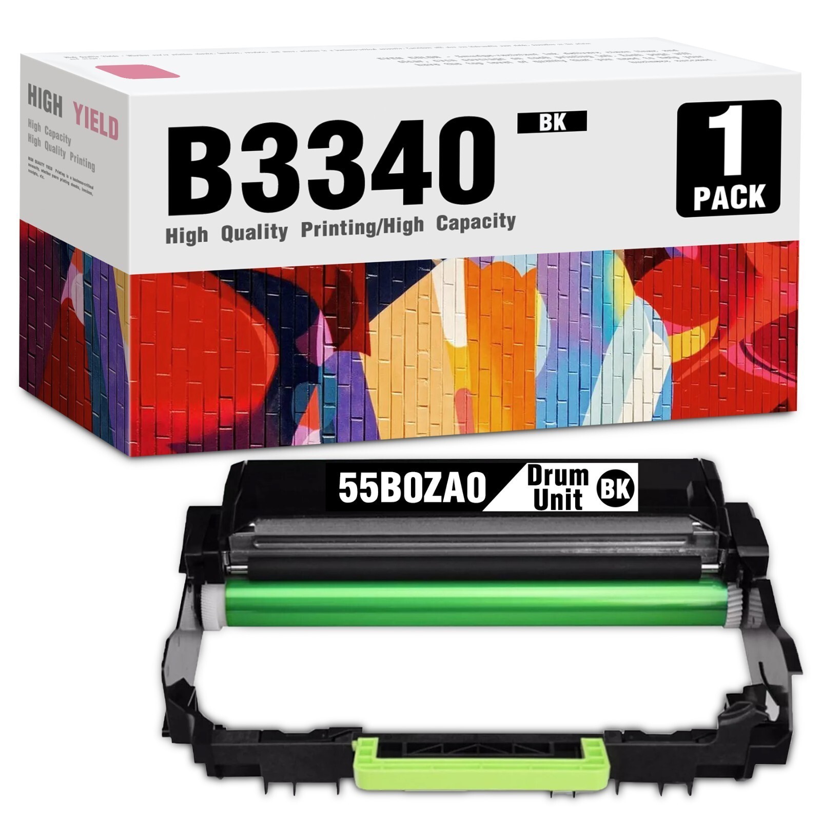 Compatible 55B0ZA0 Black Drum Unit (1-Pack) for Lexmark Printers MS331dn