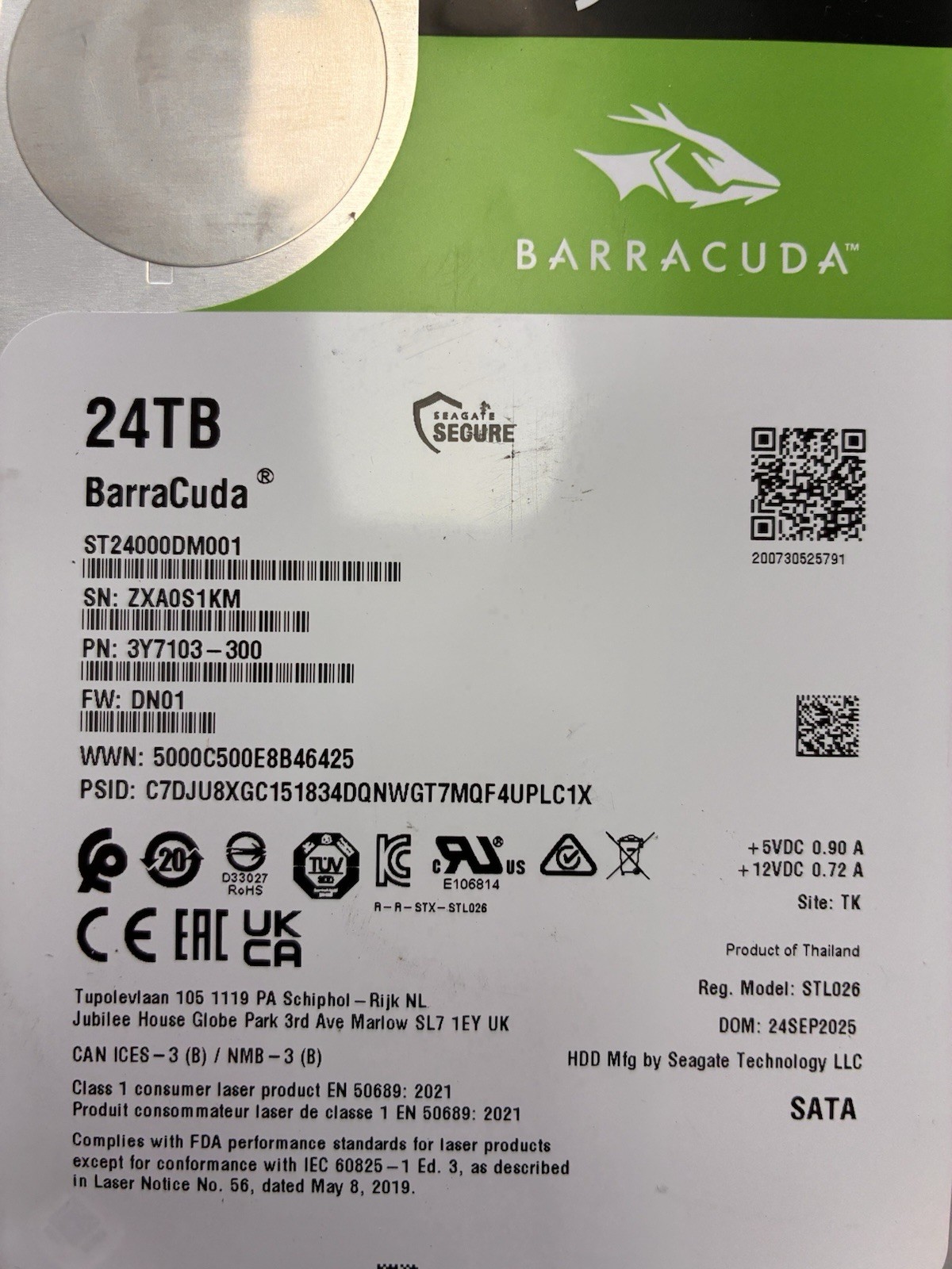 "NOT WORKING" Seagate BarraCuda 24TB HDD ST24000DM001 7200RPM SATA