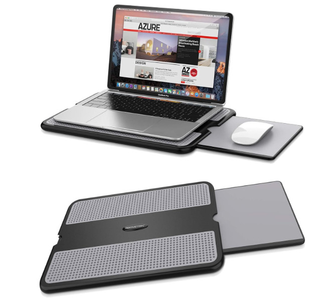AboveTEK Portable Laptop Lap Desk w/ Retractable Left/Right Mouse Pad Tray, N...
