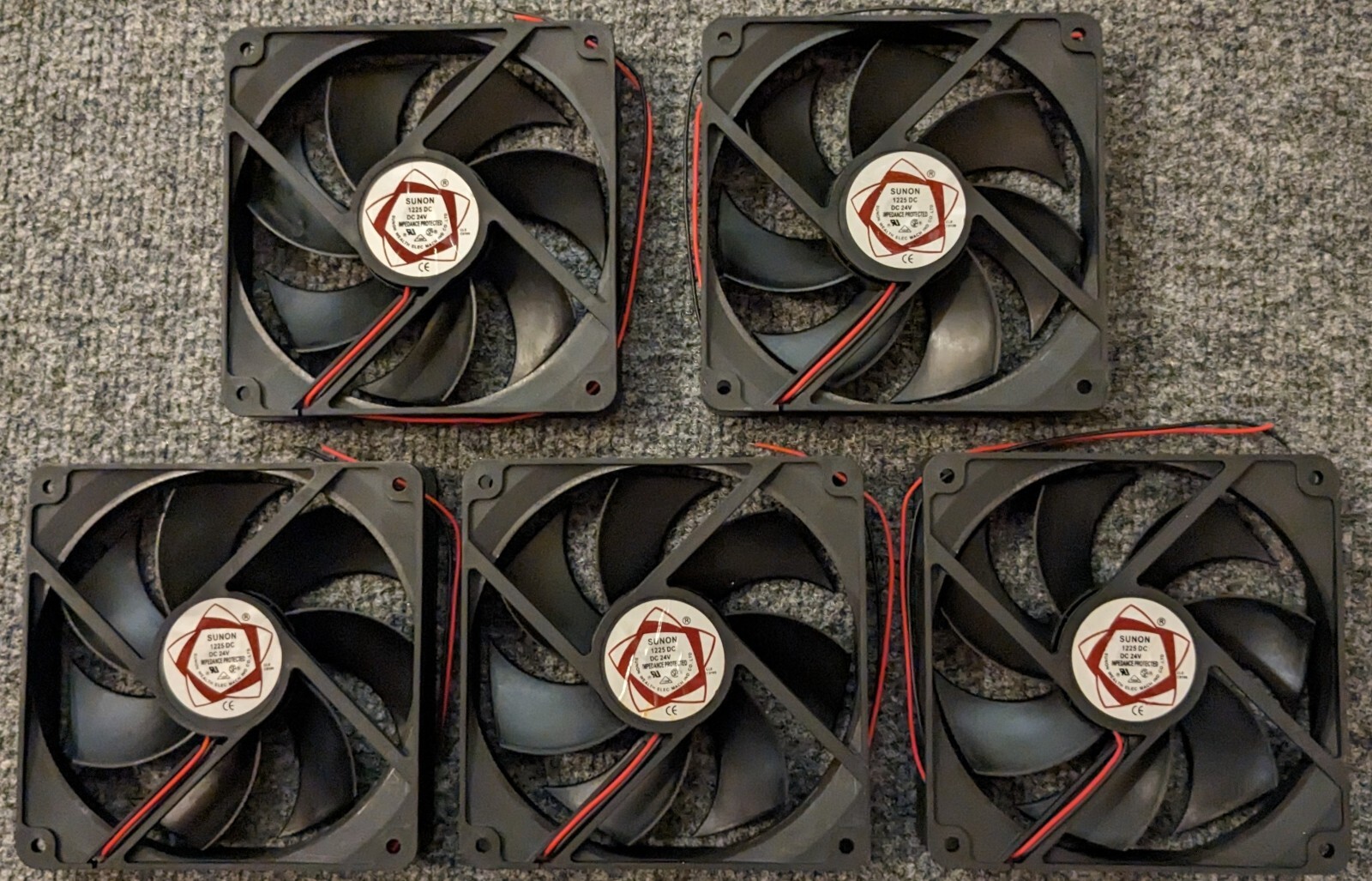 5 X Sunon 120 mm Tube Axial Cooling Fan - 24 V DC - 80 CFM - 9" Wires - 2000 RPM