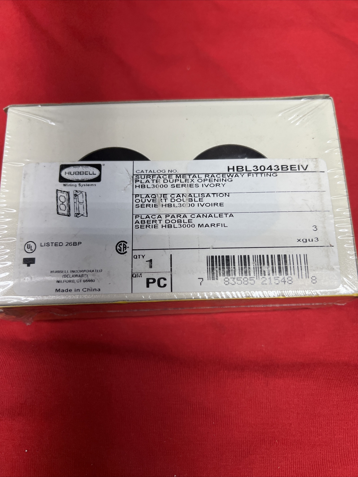 HUBBELL HBL3043BEIV SURFACE METAL RACEWAY FITTING PLATE Qty 6.           Lot 1H