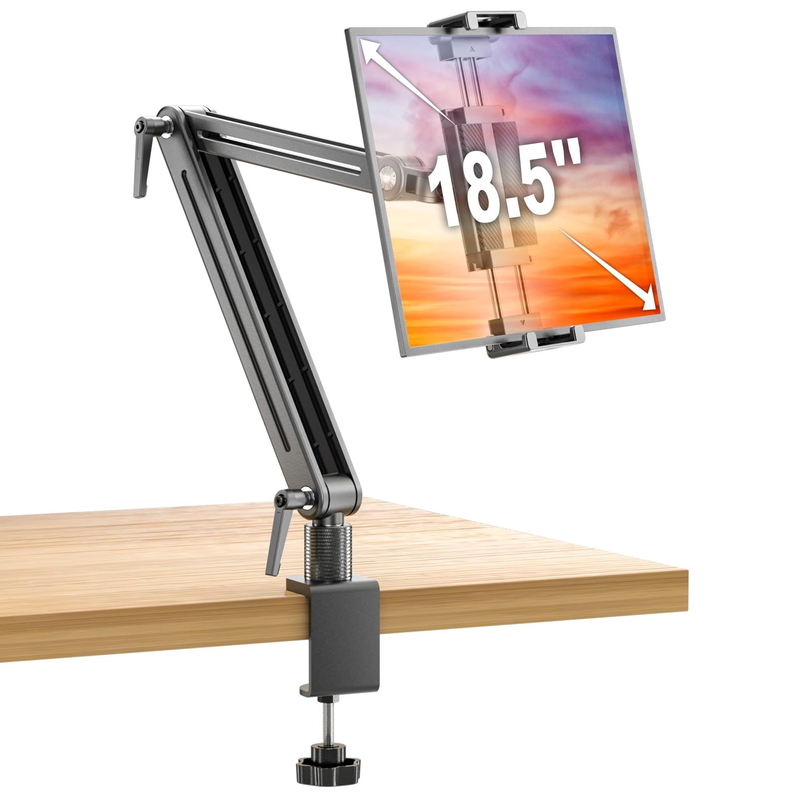 18.5" Portable Monitor Arm Mount Holder Screen Stand 360° Rotating Base