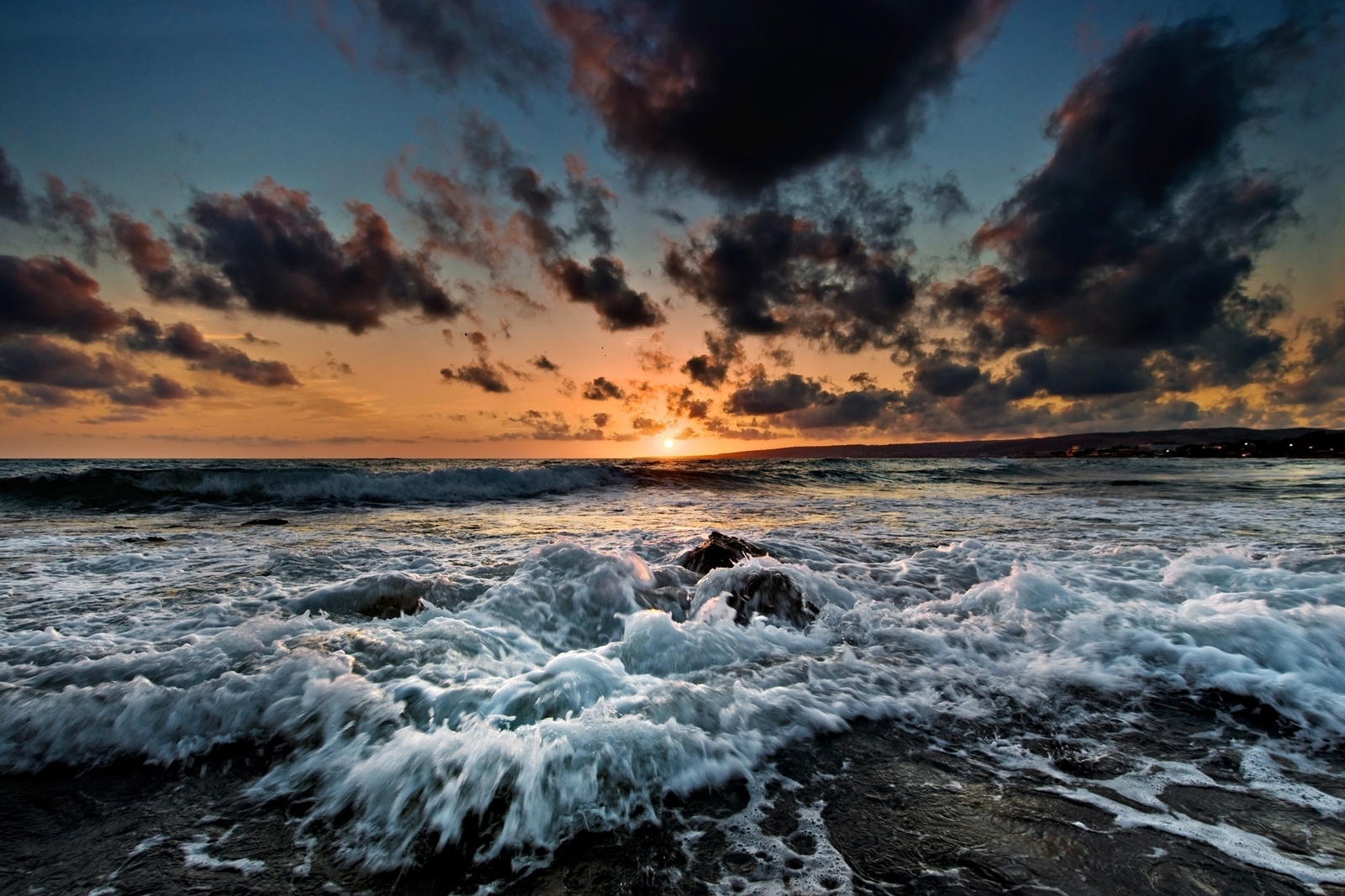 Landscape water sky sea beach clouds sunset low Custom Gaming Mat Desk