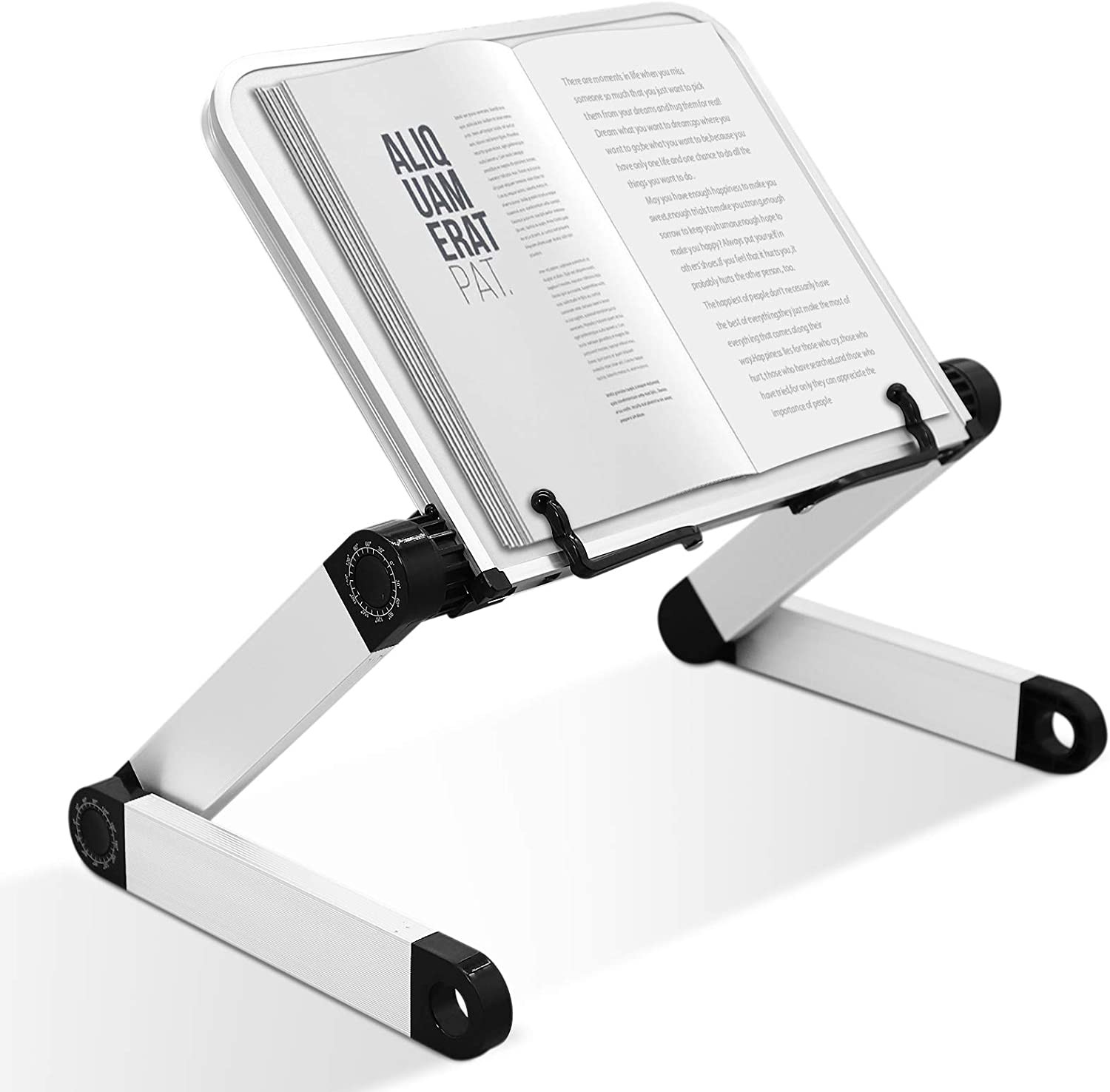 Book Stand Multifunctional Adjustable Laptop Stand Book Holder Tray with Clips E