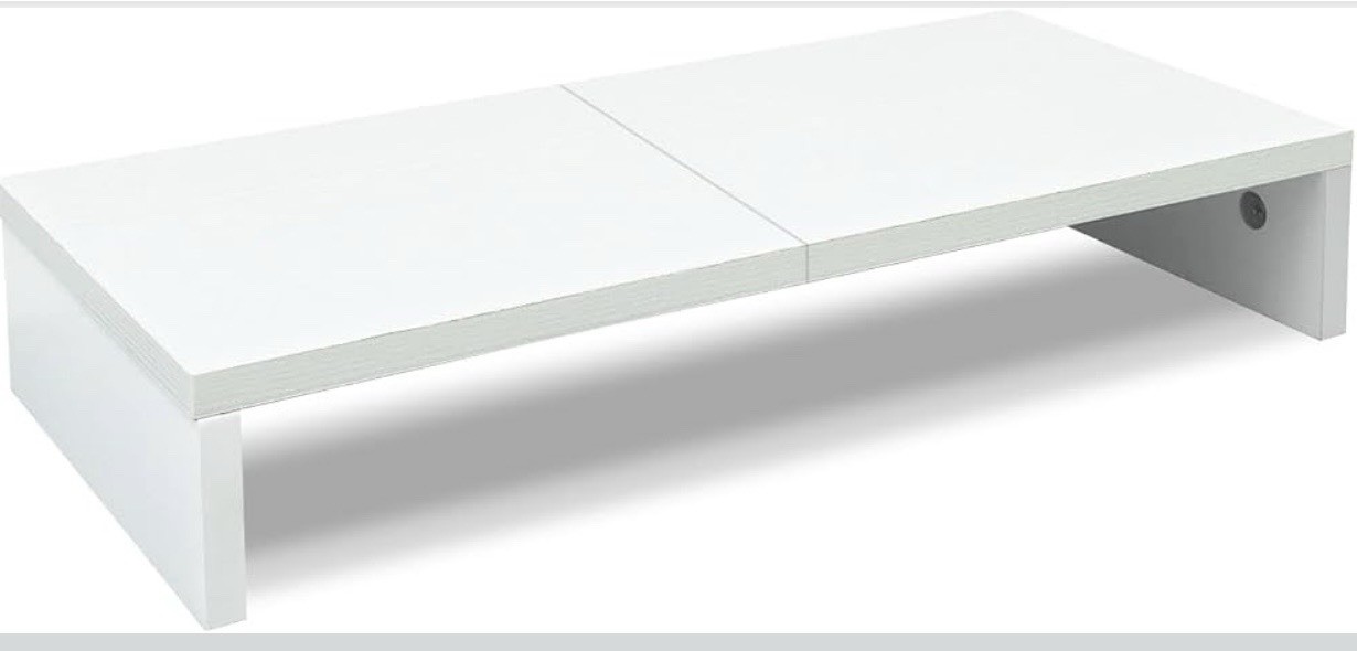 TEAMIX 20 Inch Monitor Stand Riser for Desk, Wood Computer Stand, White