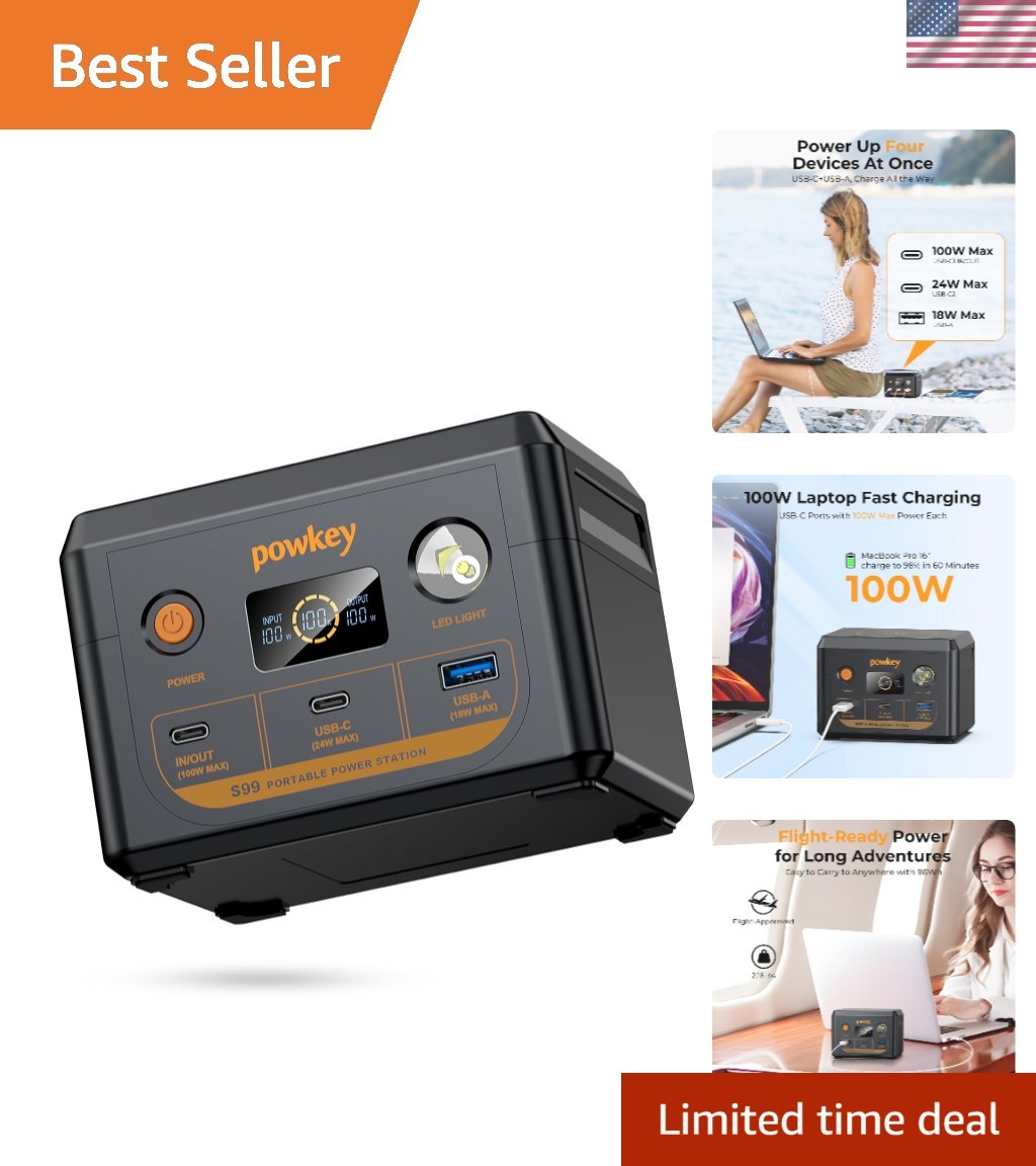 100W Portable Power Bank with 96Wh Capacity - Fast Charging for Laptops & Phones