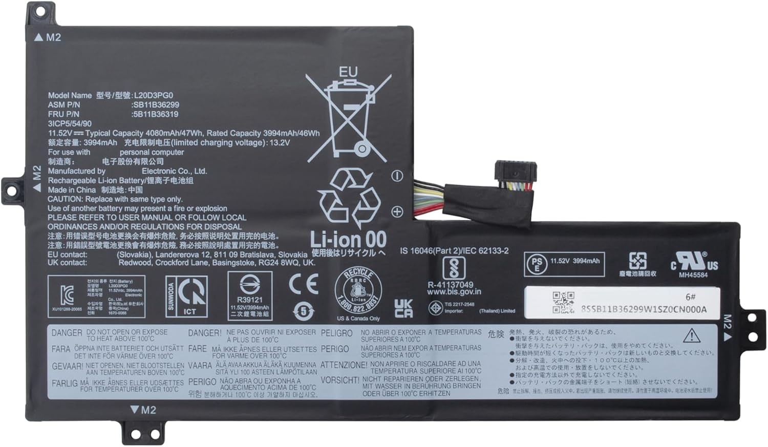 47Wh L20M3PG0 L20D3PG0 L20C3PG0 L20M3PG3 L20L3PG0 Battery for Lenovo 100w 300w