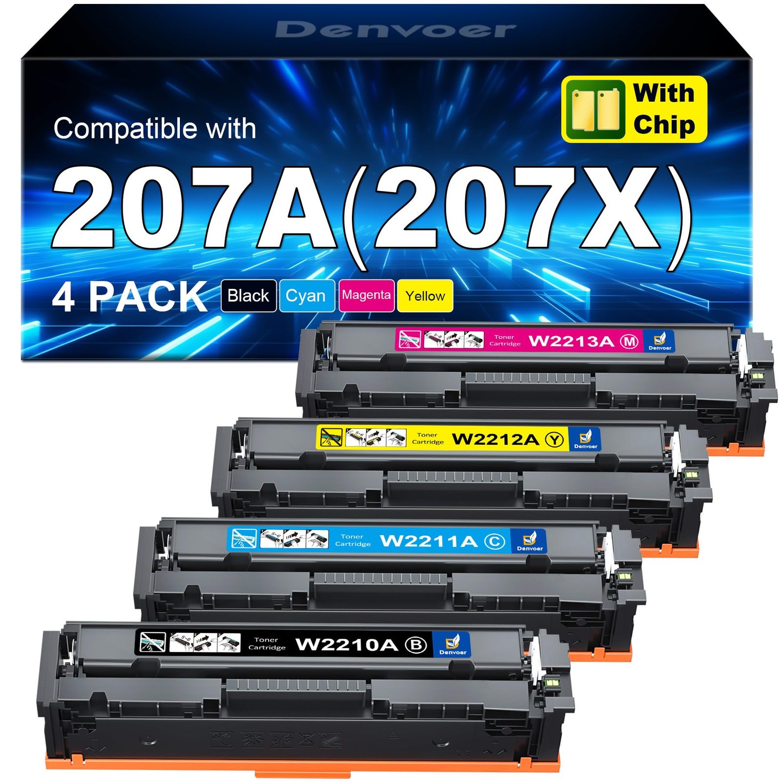 207A 207X Compatible for HP 207A 207X Toner MFP M283fdw M255dw - Printer Accessories