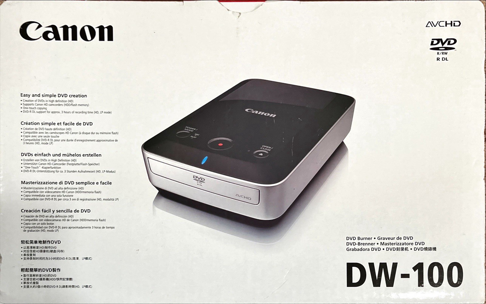 Canon DW-100 External DVD Disc Burner USB Drive AVCHD Open Box