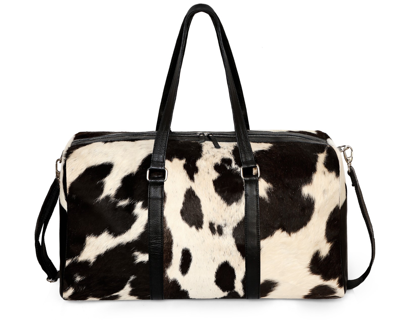 Rustic hair on cowhide leather duffel bag luxury weekend durable travel style