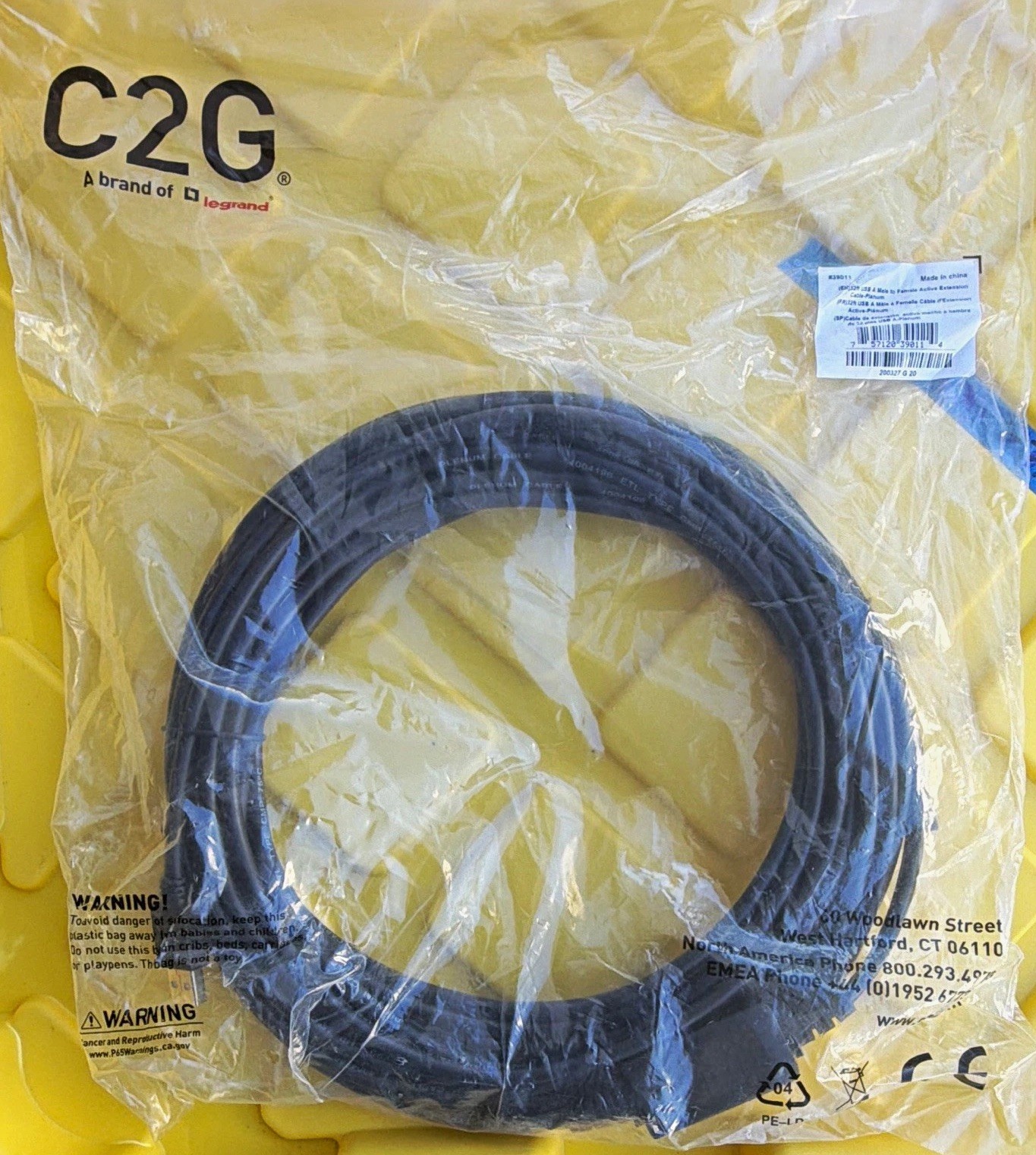 C2G USB-A Male to USB-A Female Active Extension Cable 32ft Black MPN 39011