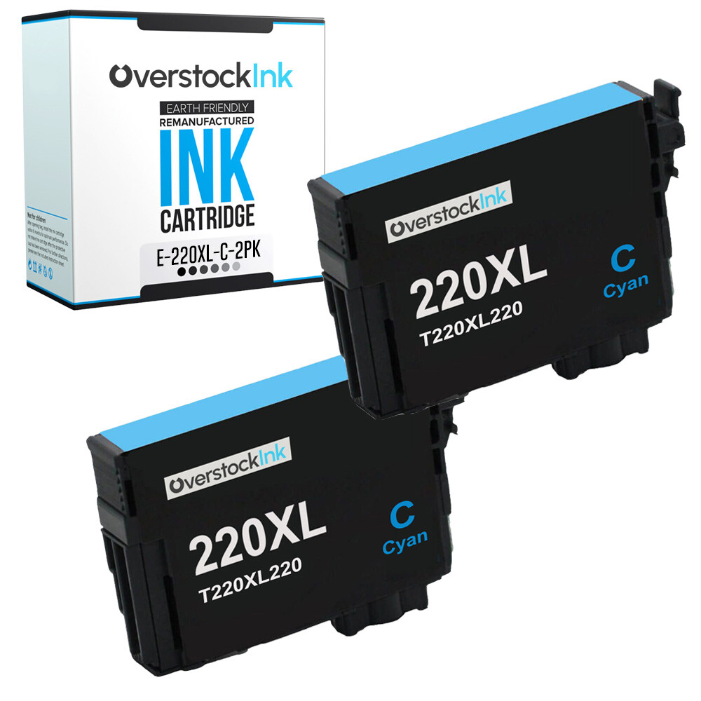 2PK T220XL 220XL Cyan Ink Cartridges Fits Epson Workforce WF-2630 2650 2660 2750