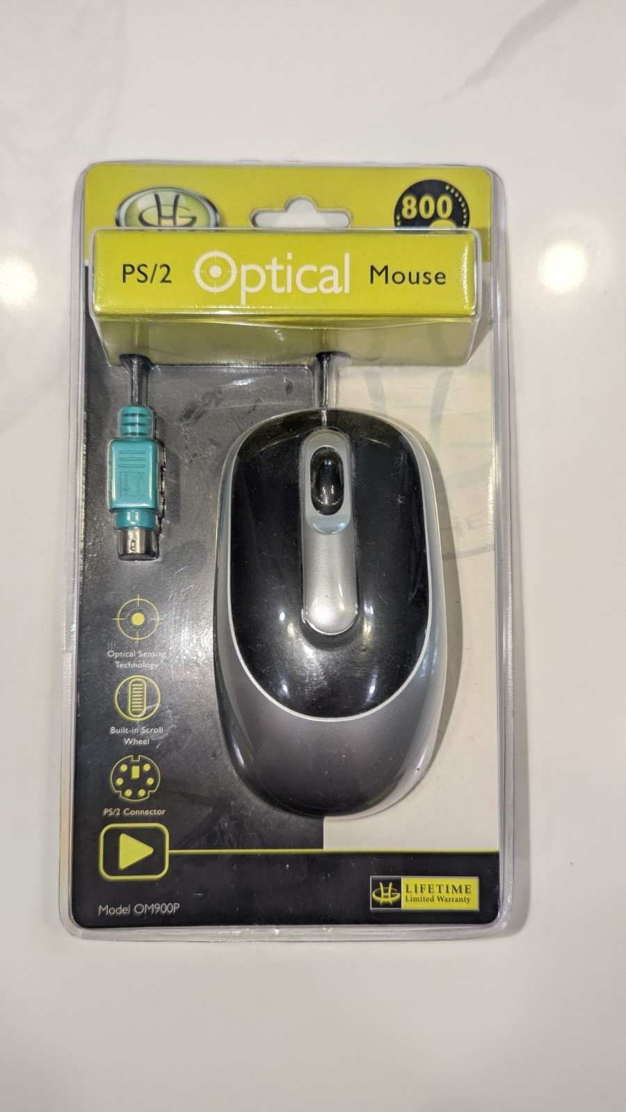 Gear Head Laser Optical Scroll Mouse Scroll Wheel Model PS/2 OM900p New - T