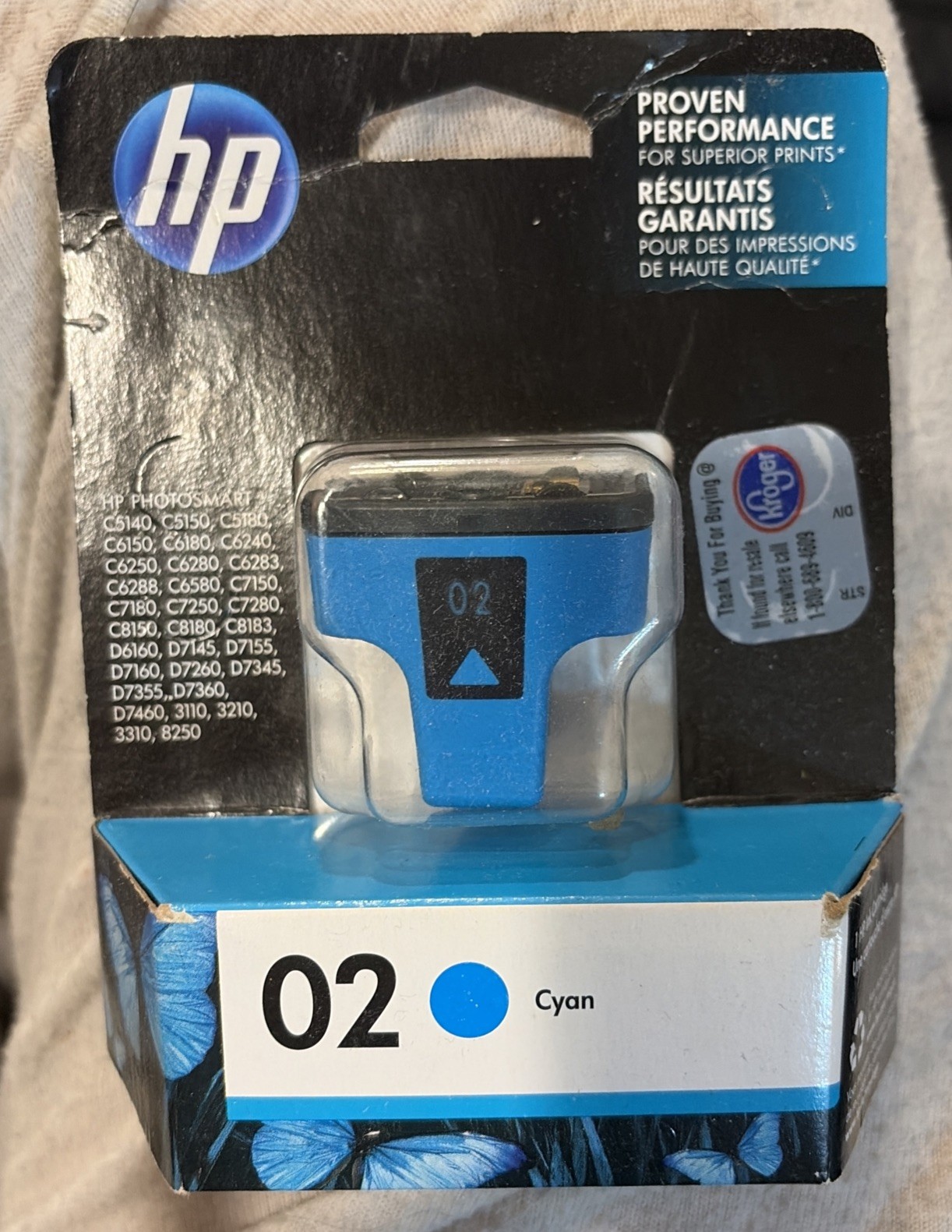 HP Genuine 02  Cyan Ink Cartridge NEW Factory Sealed
