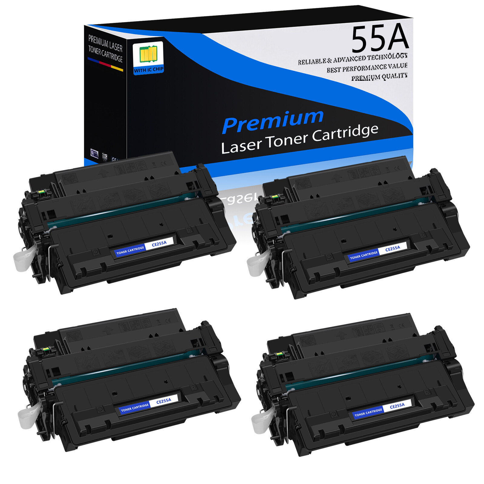 4PK Toner Cartridge CE255A 55A for HP LaserJet Enterprise 500 MFP M525dn Printer