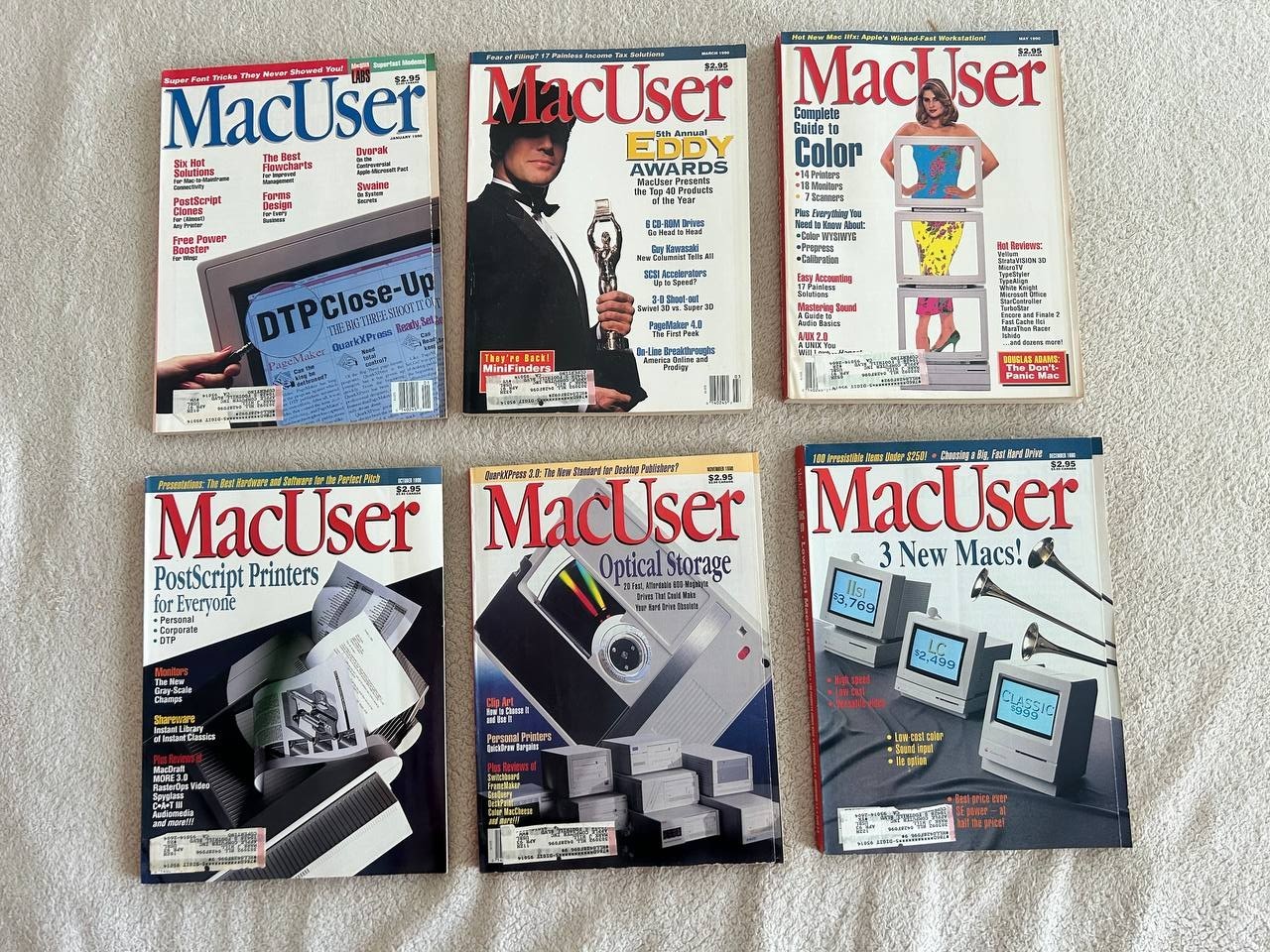 Lot of 6 MacUser Magazines 1990 Vintage Apple Macintosh Computers