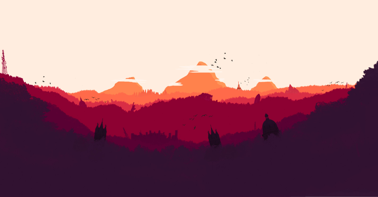 Landscape flying mountains mountain pass Custom Gaming Mat Desk