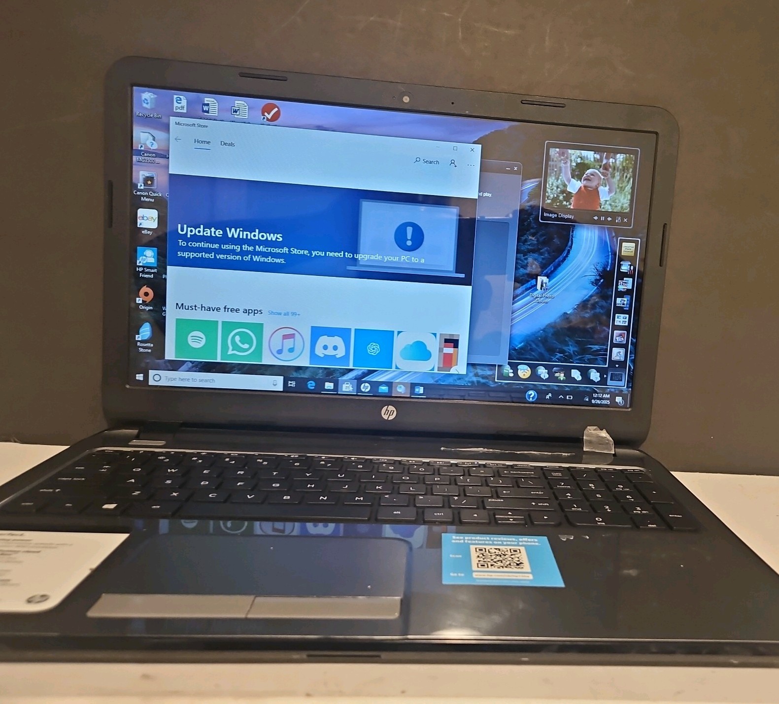HP 15-g019wm 15.6" Bad battery Win10 4Gb Ram AMDE1-2100APuU 1.0GHz 500GB HD