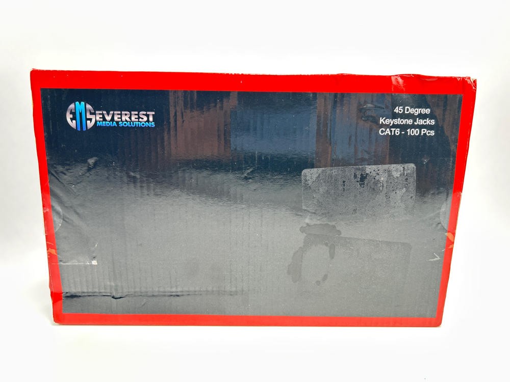 Everest 45 Degree RJ45 Cat6 Keystone Jacks Slim Profile 100-Pack White 500MHz