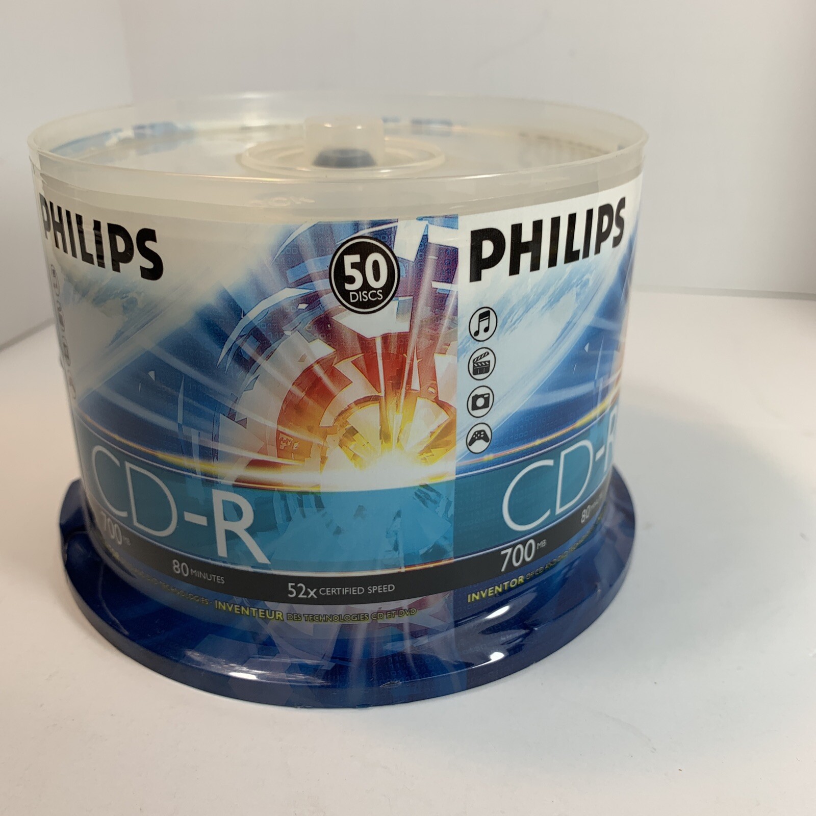 50 Pk Philips 52X Speed 700 MB 80 MIN Blank CD CD-R Discs for Digital Media