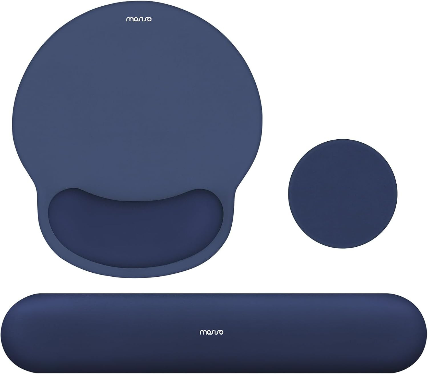 Set De Reposamunecas Para Teclado Y Mouse Pad Con Soporte Ergonomico Azul Marino