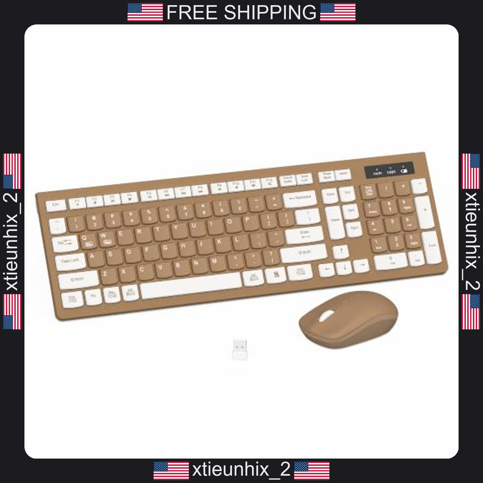 Wireless Keyboard and Mouse Combo 2.4GHz for Office and Home Mocha