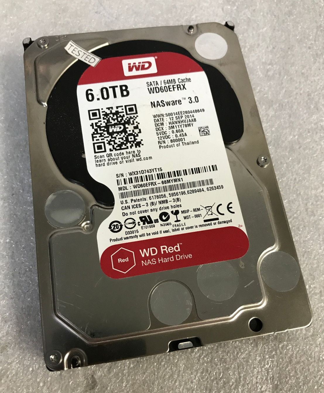 Western Digital WD60EFRX-68MYMN1 SATA 6.0TB 3.5'' Red Desktop Hard Drive