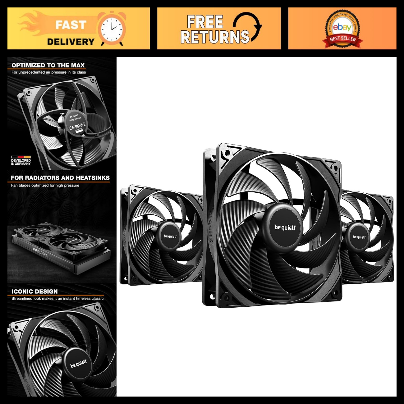 120mm PWM High-Speed Case Fans - 3 Pack, Quiet Cooling, Efficient Airflow
