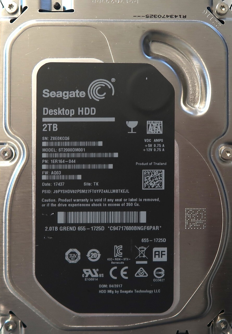 Seagate ST2000DM001 1ER164-044 AQ03 TK Thailand 3.5" 2TB Sata hard drive