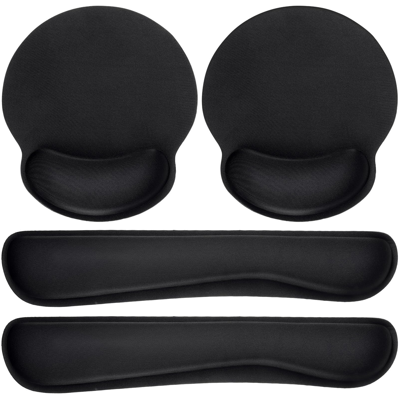 Yunsailing 8 Pcs Ergonomic Mouse Pad and Keyboard with Wrist Medium, Black